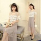 学院风少女2016夏装韩版青少年蕾丝罩衫网纱吊带裙两件套连衣裙女